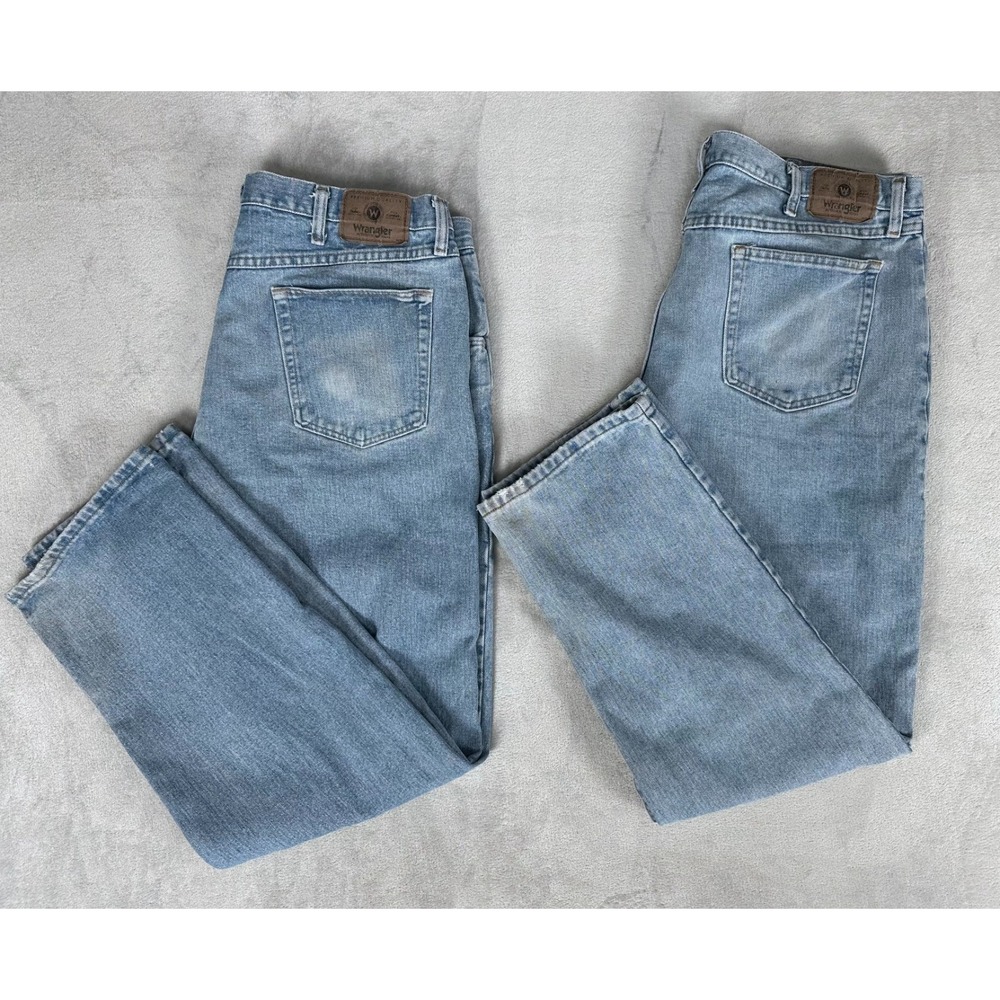 Lot of 2 Wrangler Relaxed Fit Blue Denim Jeans Men's 40x32 Workwear